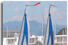 Multi hul boat masts made by Sky-Pole; graphite masts, fiberglass masts